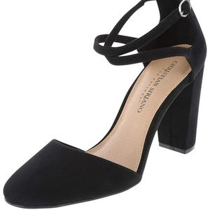 Christian siriano kam cross strap pump (black)